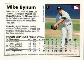 2000 Arizona Fall League Prospects #7 Mike Bynum Back