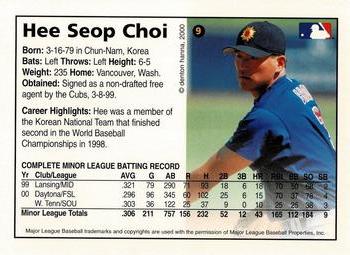2000 Arizona Fall League Prospects #9 Hee Seop Choi Back