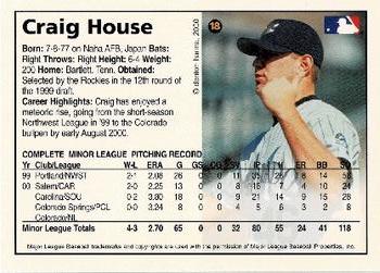 2000 Arizona Fall League Prospects #18 Craig House Back