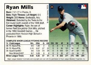 2000 Arizona Fall League Prospects #25 Ryan Mills Back