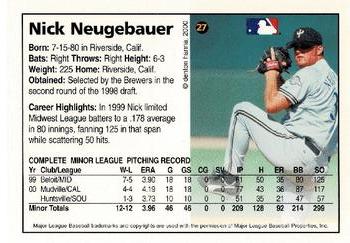 2000 Arizona Fall League Prospects #27 Nick Neugebauer Back