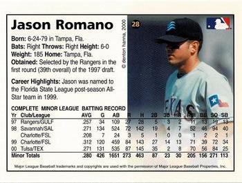 2000 Arizona Fall League Prospects #28 Jason Romano Back