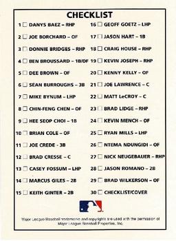 2000 Arizona Fall League Prospects #30 Checklist/Cover Back