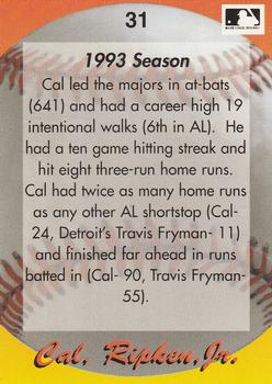 1995 Star Cal Ripken, Jr. 110 (Unlicensed) #31 Cal Ripken Jr. Back