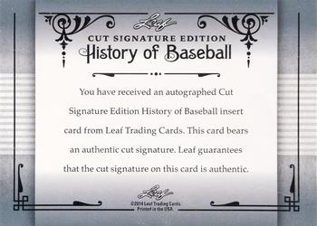 2014 Leaf Cut Signature History of Baseball Edition #NNO Yogi Berra Back