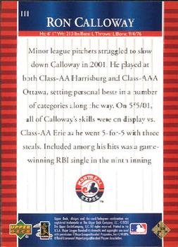 2002 Upper Deck World Series Heroes #111 Ron Calloway Back