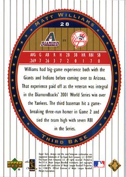 2002 Upper Deck World Series Heroes #28 Matt Williams Back