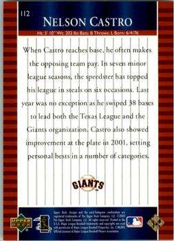 2002 Upper Deck World Series Heroes #112 Nelson Castro Back