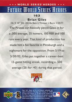 2002 Upper Deck World Series Heroes #163 Brian Giles Back
