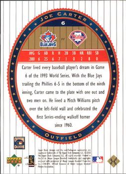 2002 Upper Deck World Series Heroes #6 Joe Carter Back