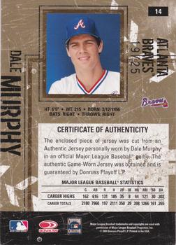 2004 Donruss Leather & Lumber - Materials Jersey Prime #14 Dale Murphy Back