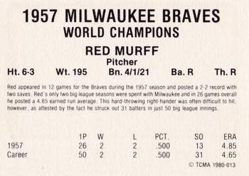 1980 TCMA 1957 Milwaukee Braves #013 Red Murff Back