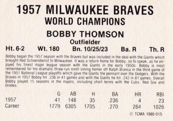 1980 TCMA 1957 Milwaukee Braves #015 Bobby Thomson Back