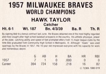1980 TCMA 1957 Milwaukee Braves #019 Hawk Taylor Back