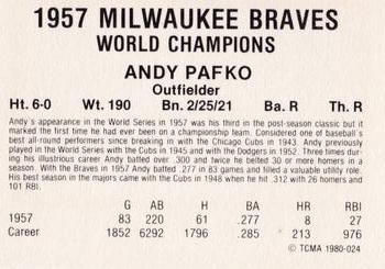 1980 TCMA 1957 Milwaukee Braves #024 Andy Pafko Back