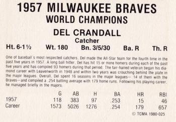 1980 TCMA 1957 Milwaukee Braves #025 Del Crandall Back