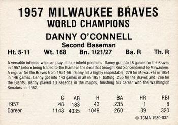 1980 TCMA 1957 Milwaukee Braves #037 Danny O'Connell Back
