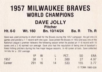 1980 TCMA 1957 Milwaukee Braves #039 Dave Jolly Back