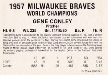 1980 TCMA 1957 Milwaukee Braves #041 Gene Conley Back