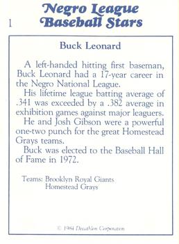 1984 Decathlon Negro League Baseball Stars #1 Buck Leonard Back