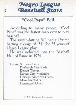 1984 Decathlon Negro League Baseball Stars #3 Cool Papa Bell Back
