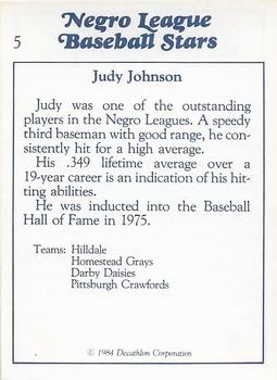 1984 Decathlon Negro League Baseball Stars #5 Judy Johnson Back