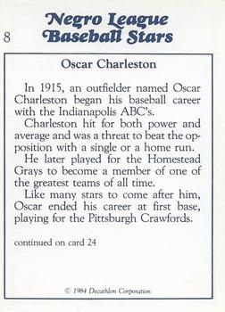 1984 Decathlon Negro League Baseball Stars #8 Oscar Charleston Back