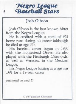 1984 Decathlon Negro League Baseball Stars #9 Josh Gibson Back