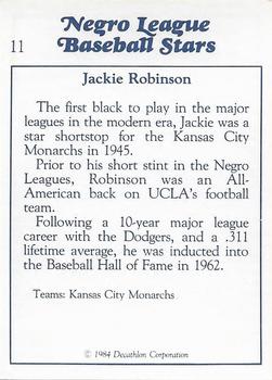 1984 Decathlon Negro League Baseball Stars #11 Jackie Robinson Back