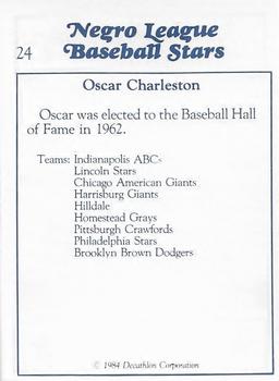 1984 Decathlon Negro League Baseball Stars #24 Oscar Charleston Back