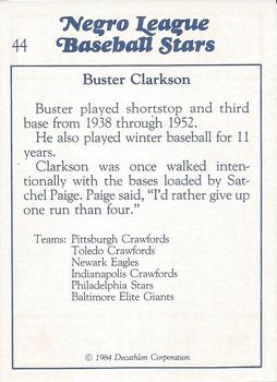 1984 Decathlon Negro League Baseball Stars #44 Bus Clarkson Back