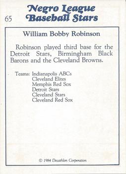 1984 Decathlon Negro League Baseball Stars #65 Wm Bobby Robinson Back