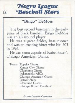 1984 Decathlon Negro League Baseball Stars #66 Bingo DeMoss Back