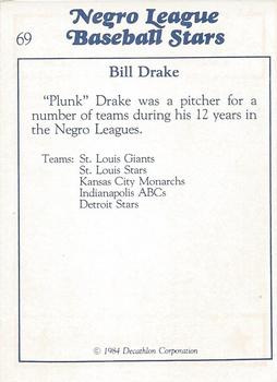 1984 Decathlon Negro League Baseball Stars #69 Bill Drake Back