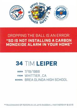 2015 Toronto Blue Jays Fire Safety #NNO Tim Leiper Back