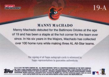 2017 Topps On-Demand 600HR Club - Autographs #19-A Manny Machado Back