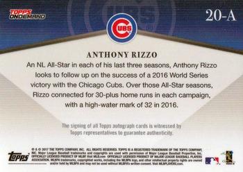 2017 Topps On-Demand 600HR Club - Autographs #20-A Anthony Rizzo Back