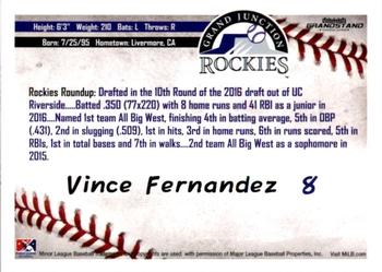 2016 Grandstand Grand Junction Rockies #NNO Vince Fernandez Back