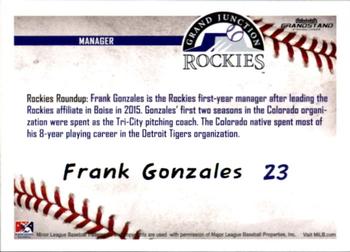 2016 Grandstand Grand Junction Rockies #NNO Frank Gonzales Back