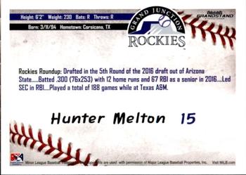 2016 Grandstand Grand Junction Rockies #NNO Hunter Melton Back