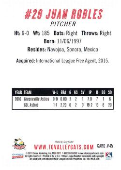 2017 Choice Tri-City ValleyCats Update #45 Juan Robles Back