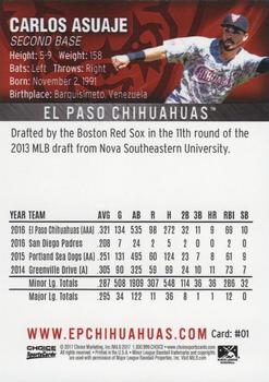 2017 Choice El Paso Chihuahuas #1 Carlos Asuaje Back