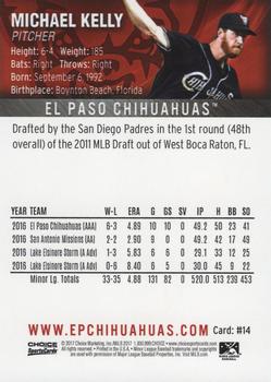 2017 Choice El Paso Chihuahuas #14 Michael Kelly Back
