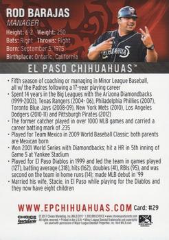 2017 Choice El Paso Chihuahuas #29 Rod Barajas Back