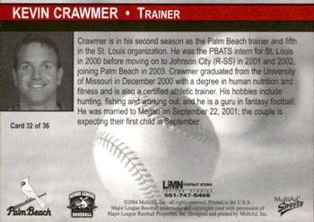2004 MultiAd Palm Beach Cardinals #32 Kevin Crawmer Back