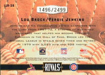 2004 Donruss Leather & Lumber - Rivals #LLR-28 Lou Brock / Fergie Jenkins Back