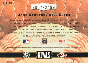 2004 Donruss Leather & Lumber - Rivals #LLR-29 Jose Canseco / Will Clark Back