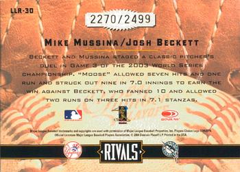 2004 Donruss Leather & Lumber - Rivals #LLR-30 Mike Mussina / Josh Beckett Back