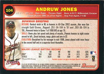 2003 Bowman #104 Andruw Jones Back