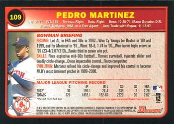 2003 Bowman #109 Pedro Martinez Back
